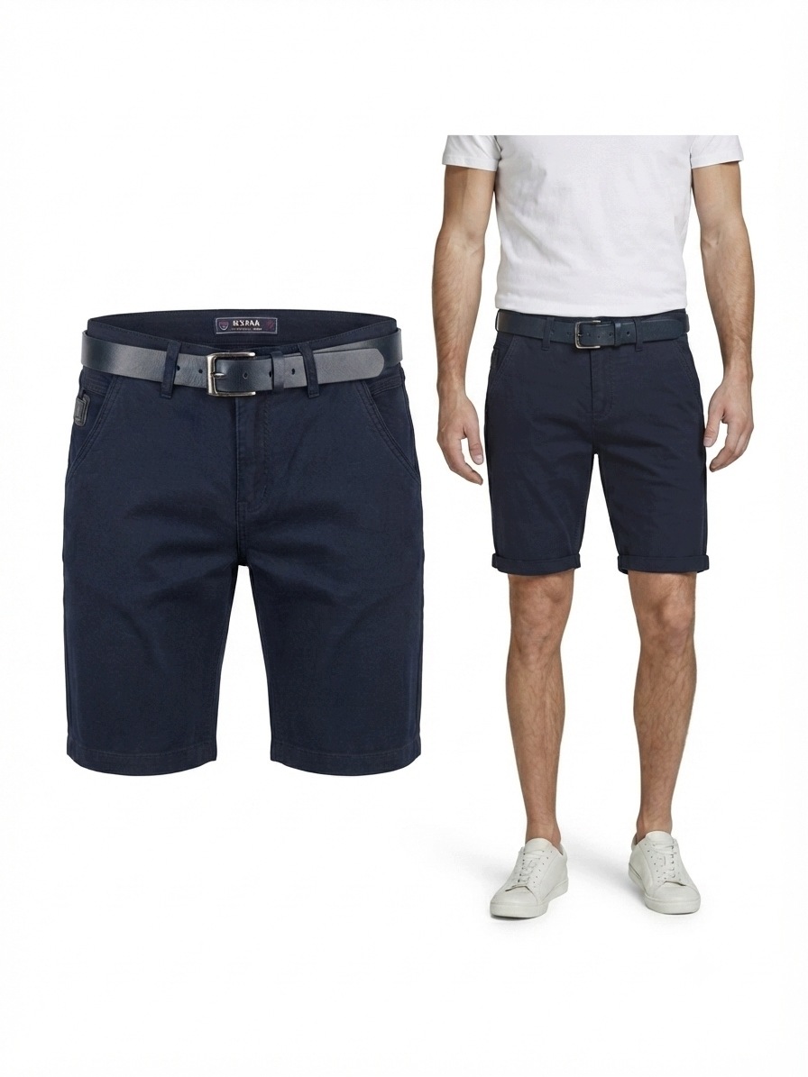 Kraťasy Modré Bermudy Chinosy 98% Bavlna Casual: 31