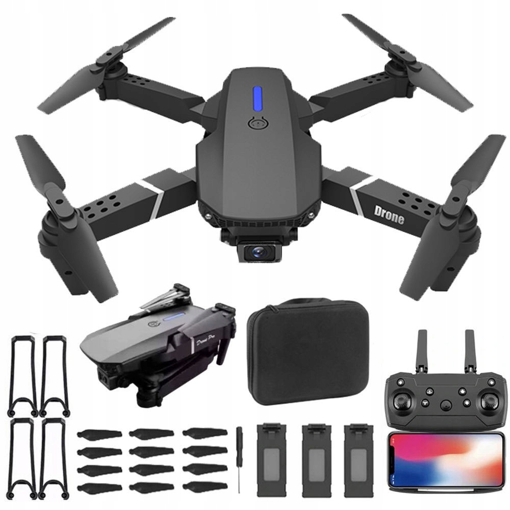 Mini Dron LS-E525 Hračka Pro Děti 2 Kamery Wifi Vznášení 100M 3x Baterie