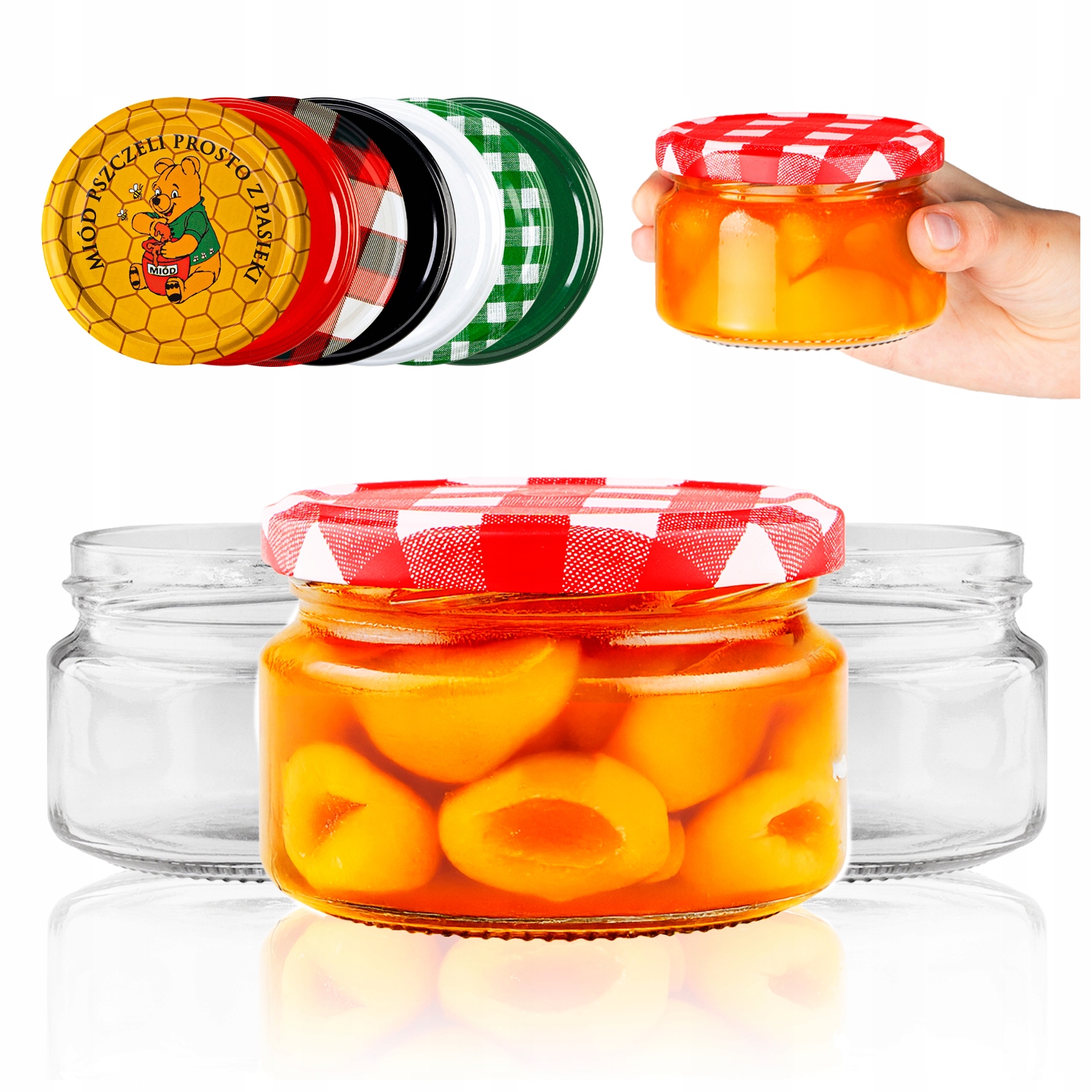 50 x Sklenice na med, džem, zavařeniny, houby, skleněná zavařovací sklenice 250 ml Bonus