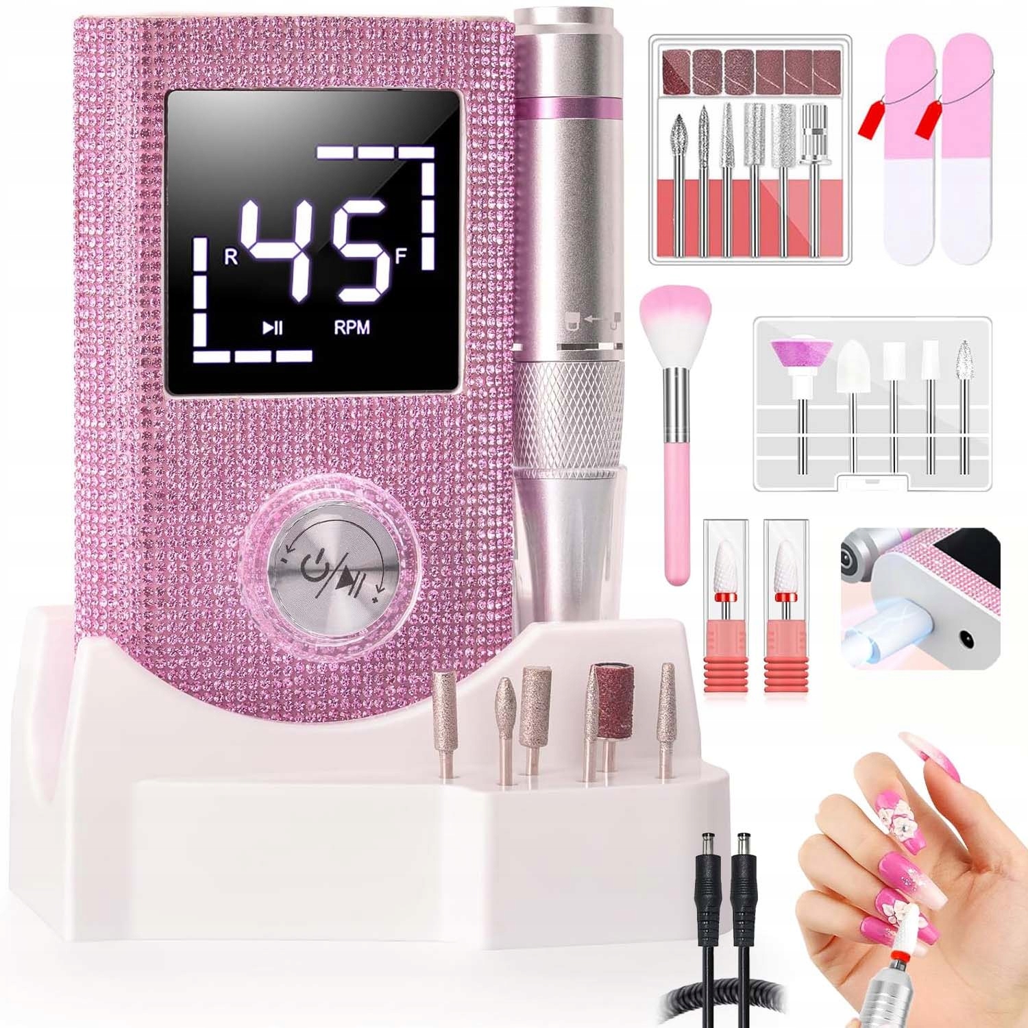 Bruska Manikúra Pedikúra 50W Profesionální Výkonná Sada Fréz