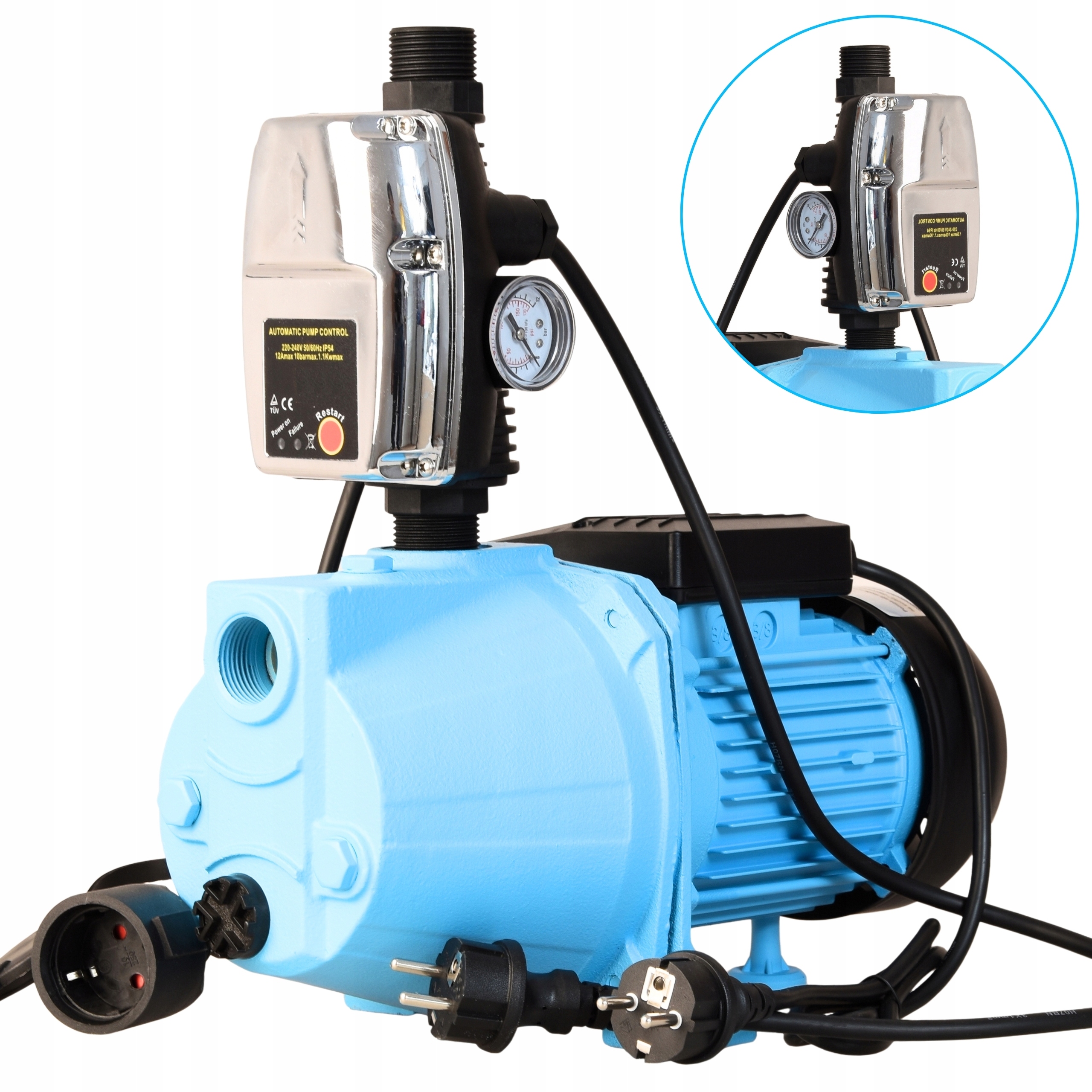 Hydroforová Pumpa 1100 W 60 L/min, Tlakový Spínač Pro Čerpadlo S Suchým Chodem