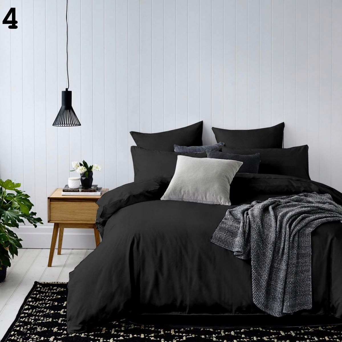 

Pościel Czarna Gładka 200x220 Mikro Bawełna Black