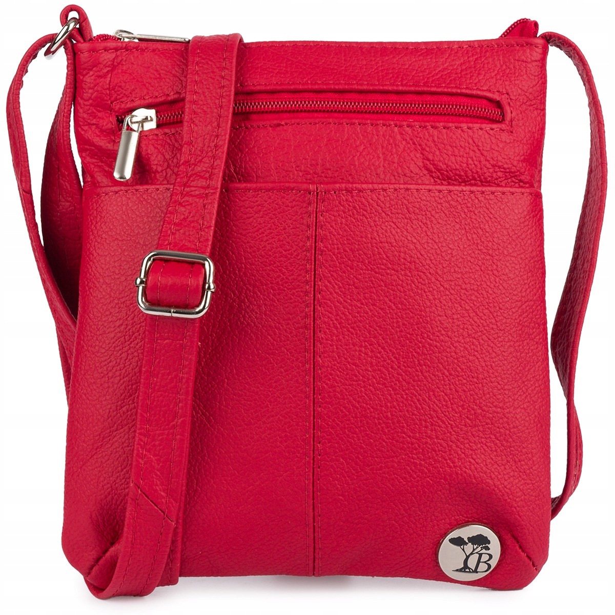 Kožená kabelka malá kabelka přes rameno lehká dámská červená Beltimore