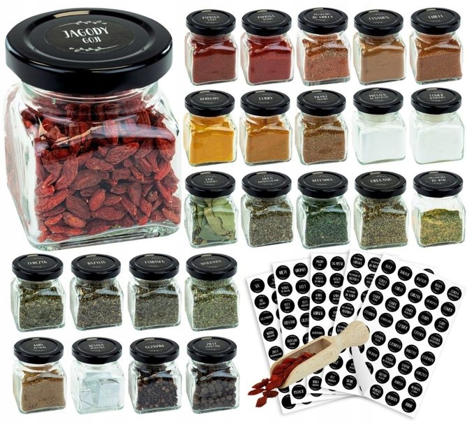 

Słoik na przyprawy 120ml 24 sztuki 200 naklejek