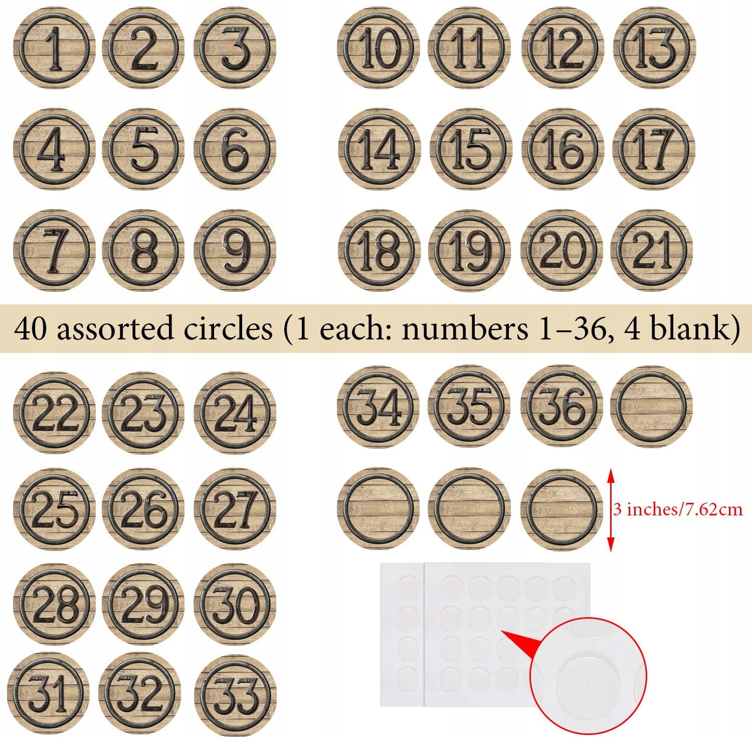 NUMERKI SAMOPRZYLEPNE LAMINOWANE OKRĄGŁE 40 SZTUK Marka inna