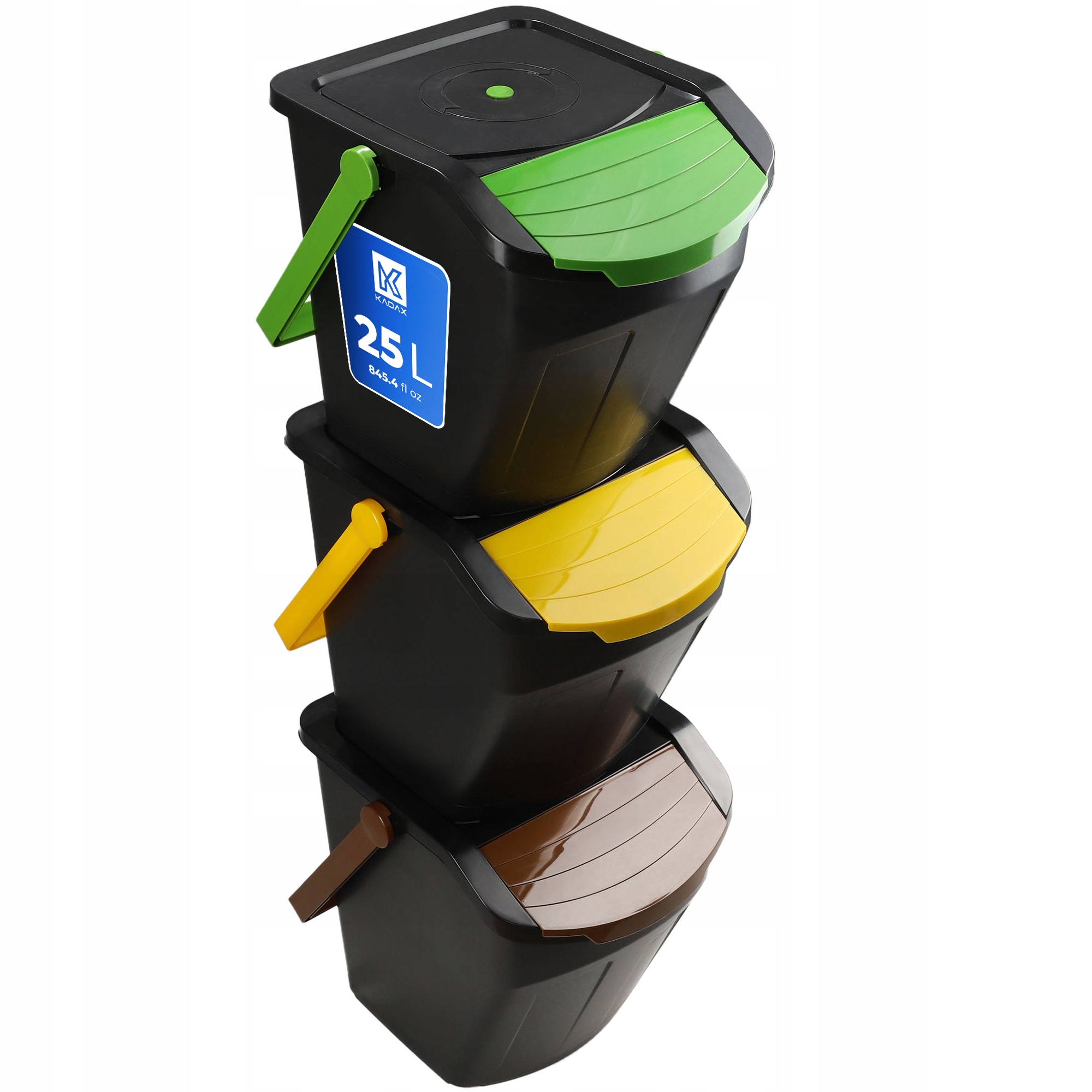 Levně Odpadkový Koš Odpadková Nádoba Na Tříděný Odpad Set 3ks 25L Kontejnerový Kbelík