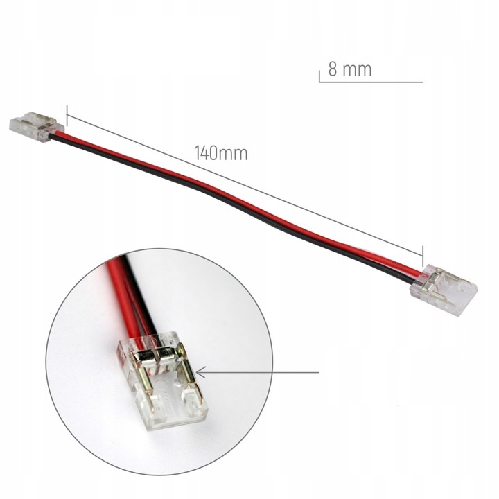 Złączka 14 cm do taśm COB LED 8mm łącznik zacisk szybki montaż dwustronna Kod producenta Glow LED_łącznik 14cm COB