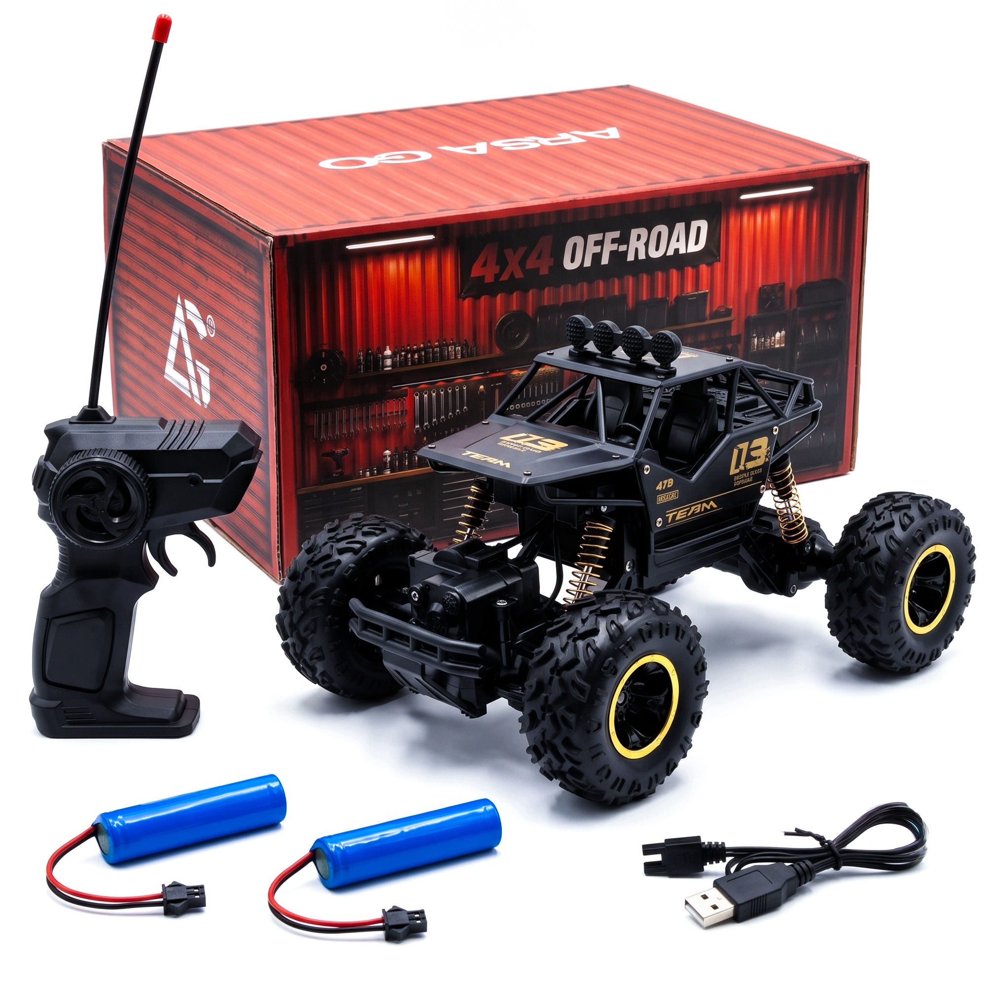 Auto Zdalnie Sterowane Rc Terenowe 4X4 Metal Monster Truck 2x Akumulatory
