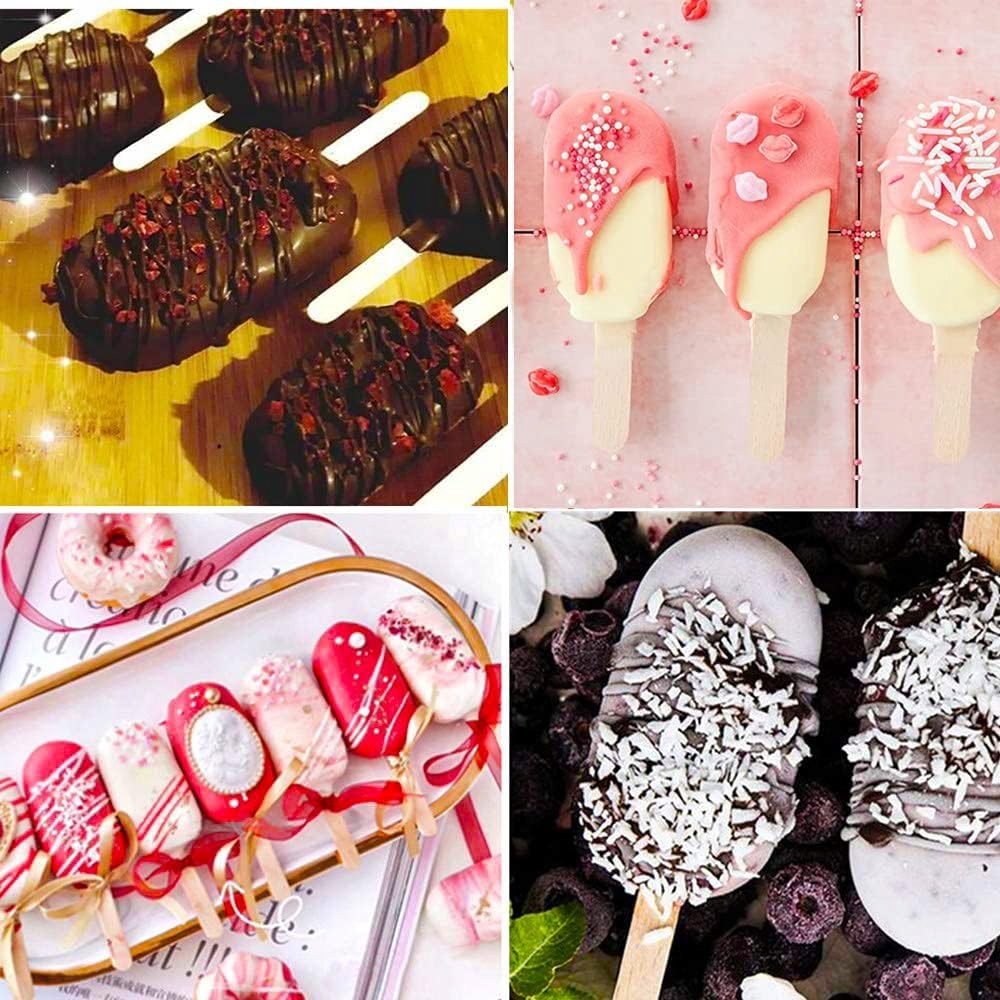 FOREMKI FORMY SILIKONOWA FORMA DO LODÓW NA PATYKU ZESTAW 8szt +PATYCZKI 50x Kolor biały