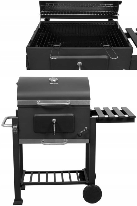 Veľký Uhlíkový Gril Deluxe Oceľový Rošt 57X37 CM Ražeň Lund 99910