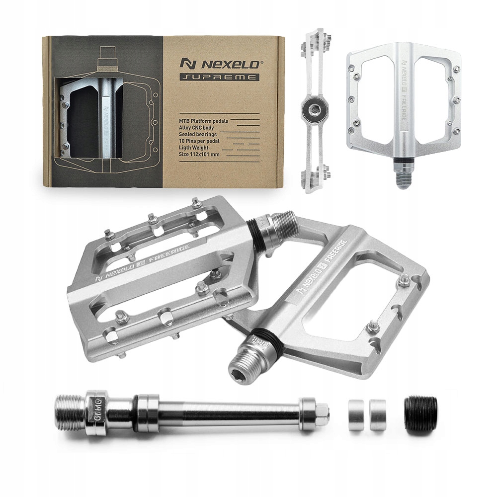 Pedały rowerowe platformowe do roweru aluminiowe 9/16 cala srebrne Nowe