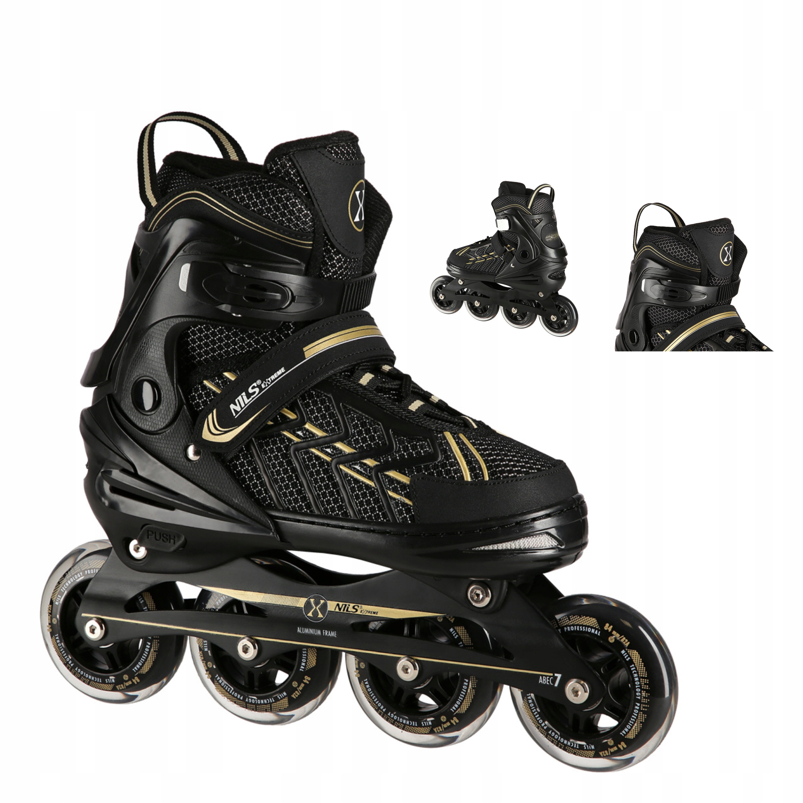 Brusle 2v1 Černo-zlaté Hliníková ližina L 39-42 Nils Extreme