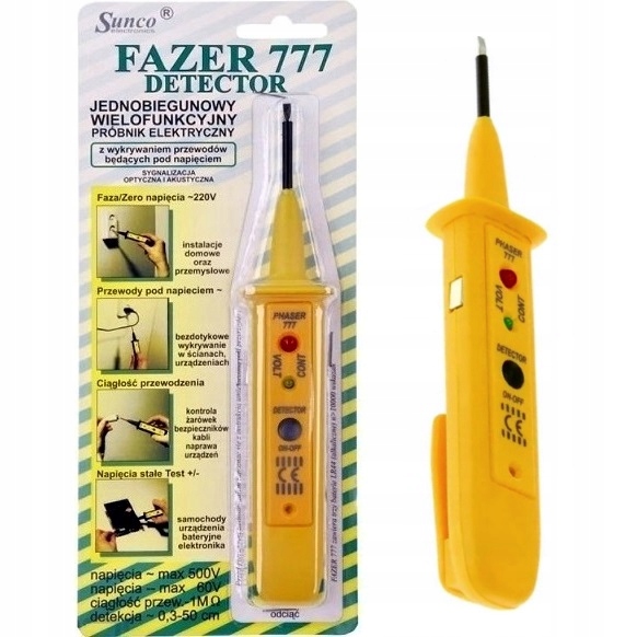 

Detektor Fazer 777 Wykrywacz Przewodów Napięcia