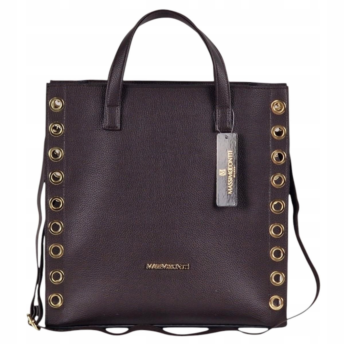 Massimo Contti klasická kabelka aktovka eko kůže hnědá