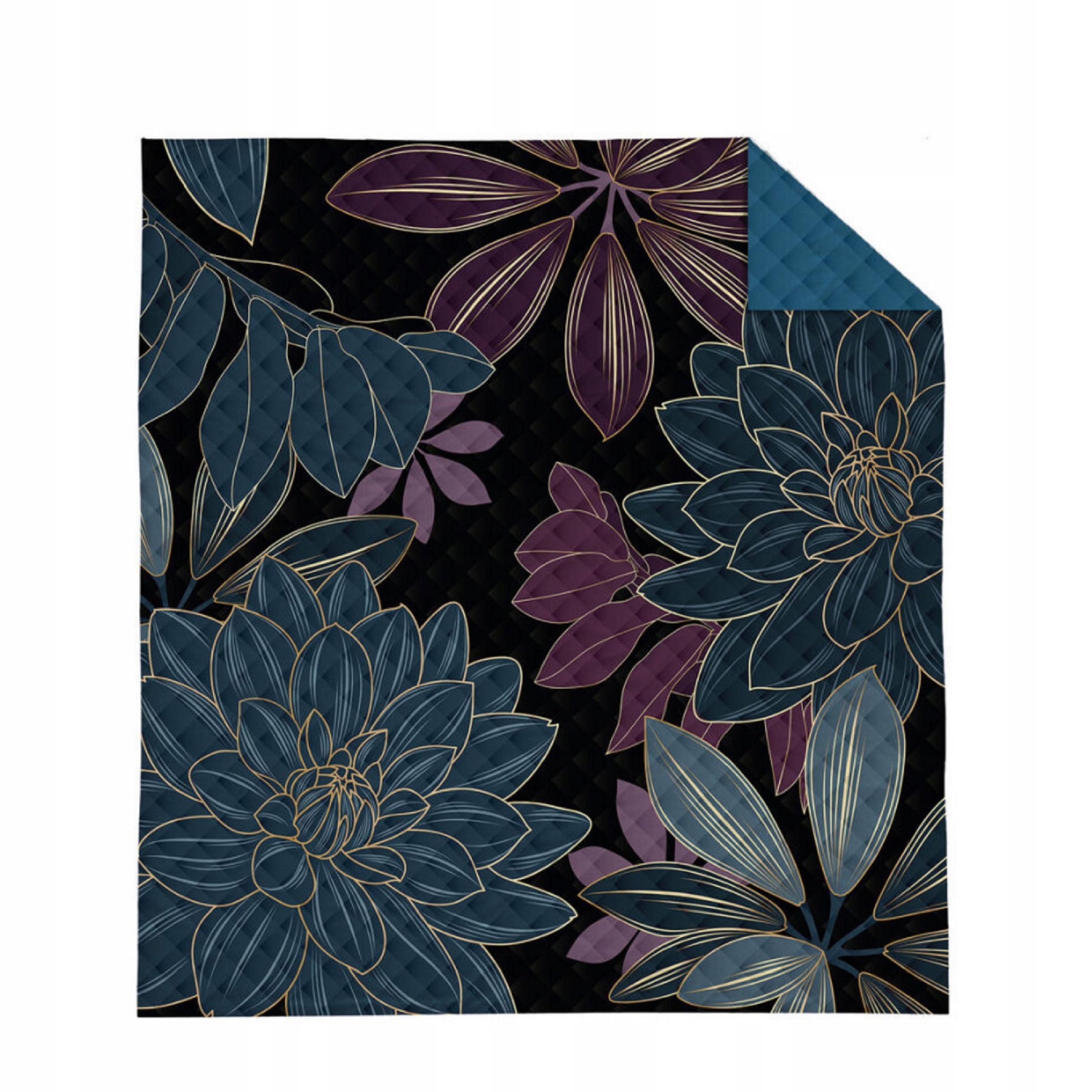 Přikrývka na postel 200x220 do ložnice černá s barevnými květy