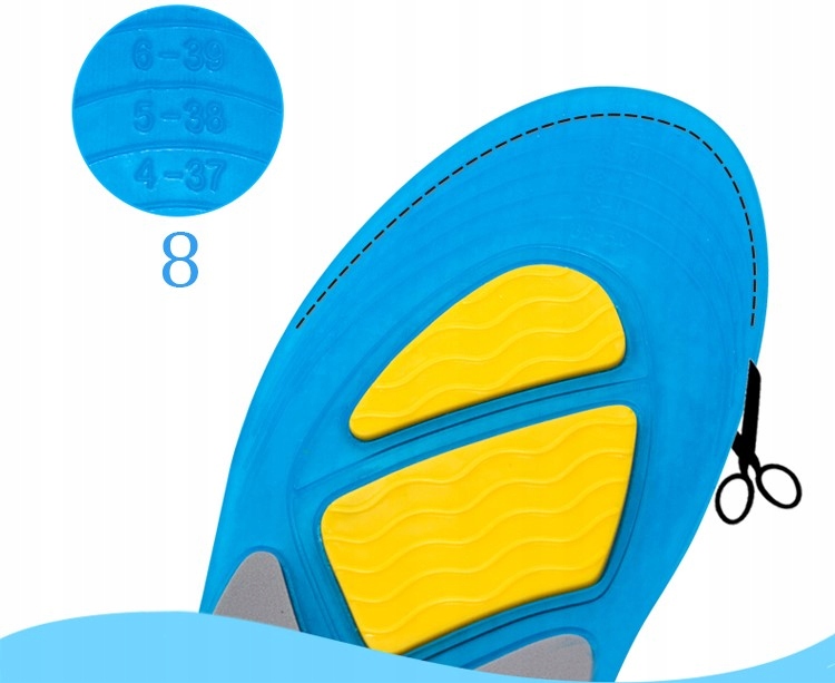 WKŁADKI DO BUTÓW ŻELOWE SILIKONOWE AMORTYZACJA 41-45 Grubość 3 mm