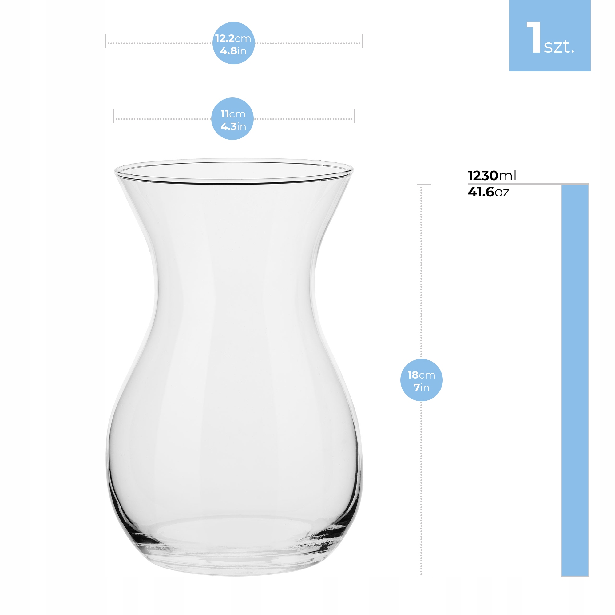 WAZON Szklany Na Stół DEKORACJA DO DOMU BIURA H 18 cm Przezroczysty Flakon Marka Trend for Home