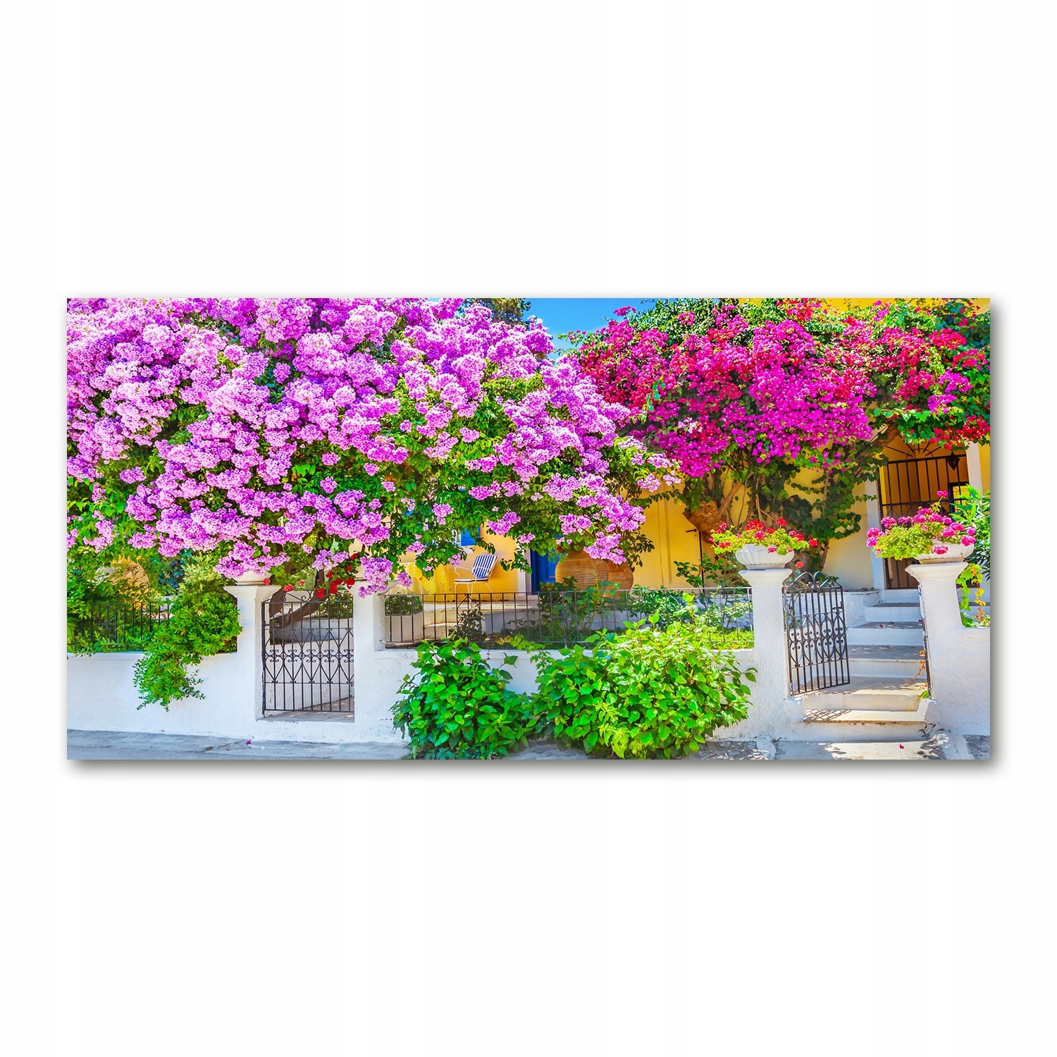 

Foto obraz szkło akryl Dom z bugenwillą 120X60 cm