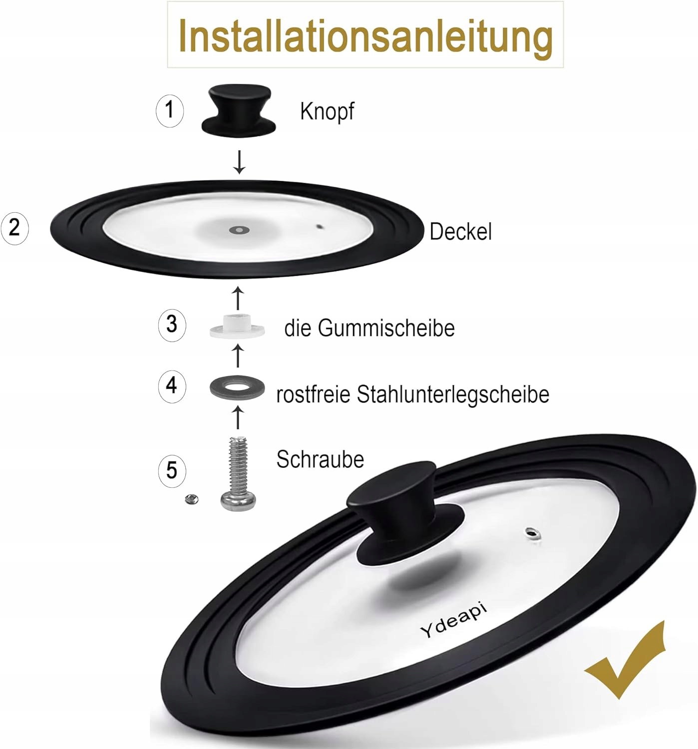 Przykrywka uniwersalna do garnków patelni Ydeapi średnica 32 / 29 / 27cm Marka inna