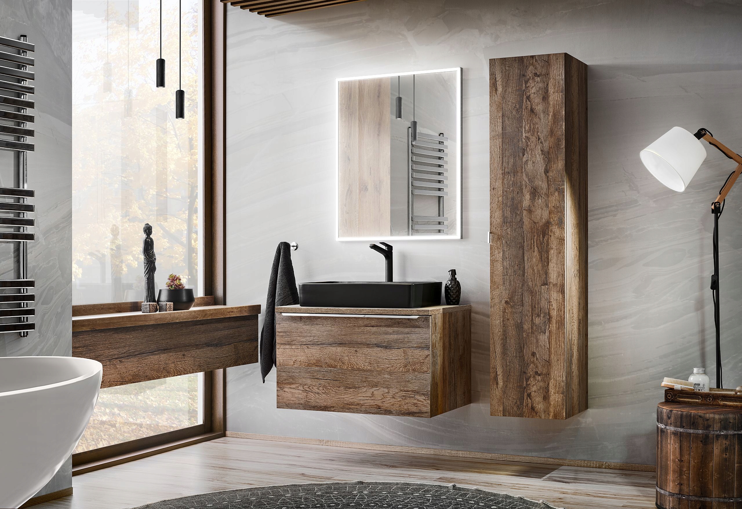 ZESTAW MEBLI ŁAZIENKOWYCH SANTA FE OAK 80 CM