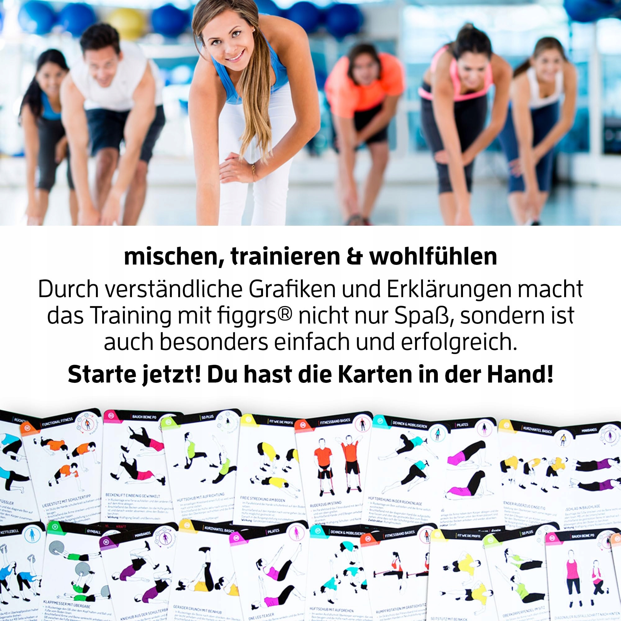 FIGGRS Zestaw Kart Treningowych 57 Ćwiczeń Fitness z Piłką Gimnastyczną — miniatura 7