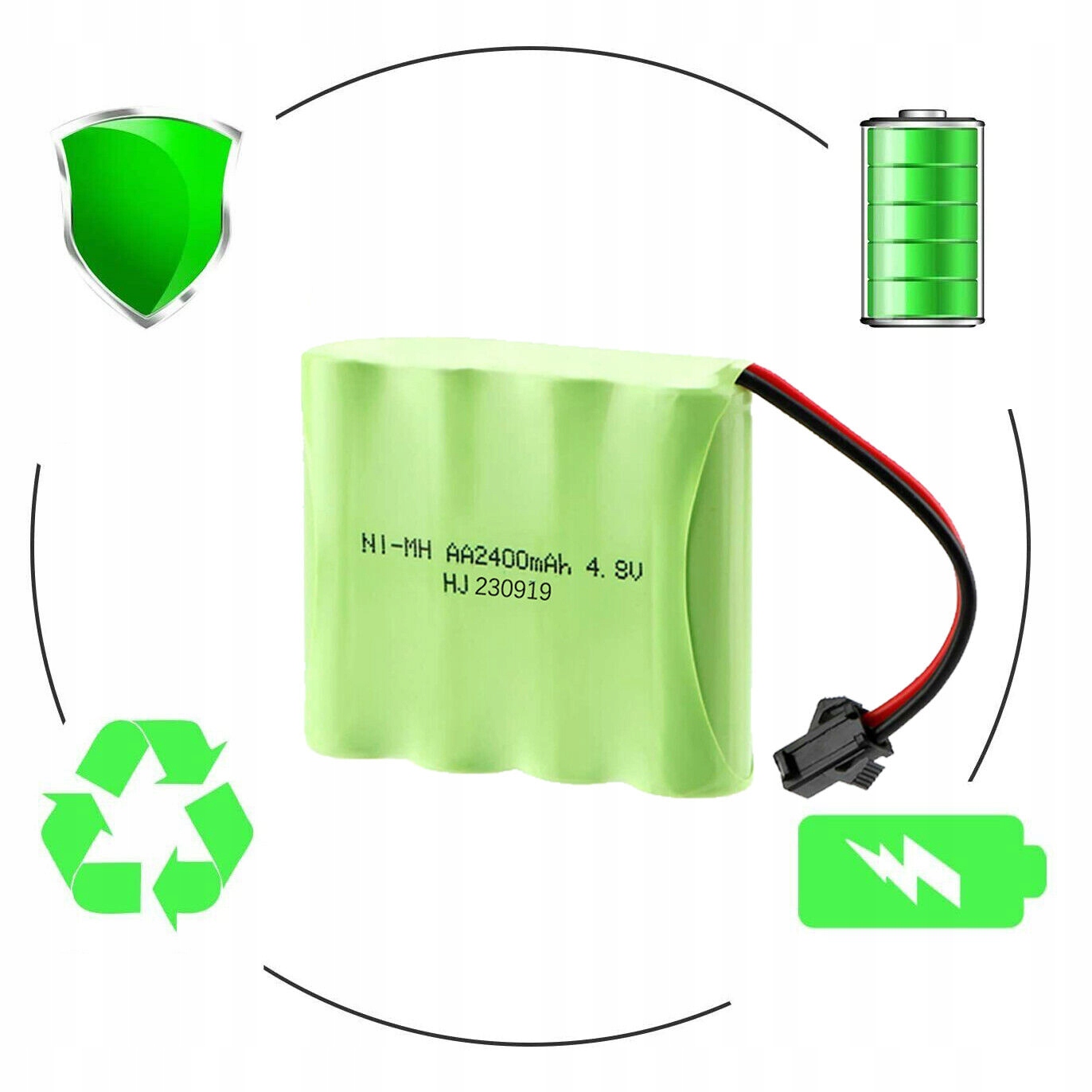 AKUMULATORÓW 4,8 V, 2400MAH AKUMULATOR NI-MH DO ROBOTA RC SAMOCHODU RC Symbol baterii AA