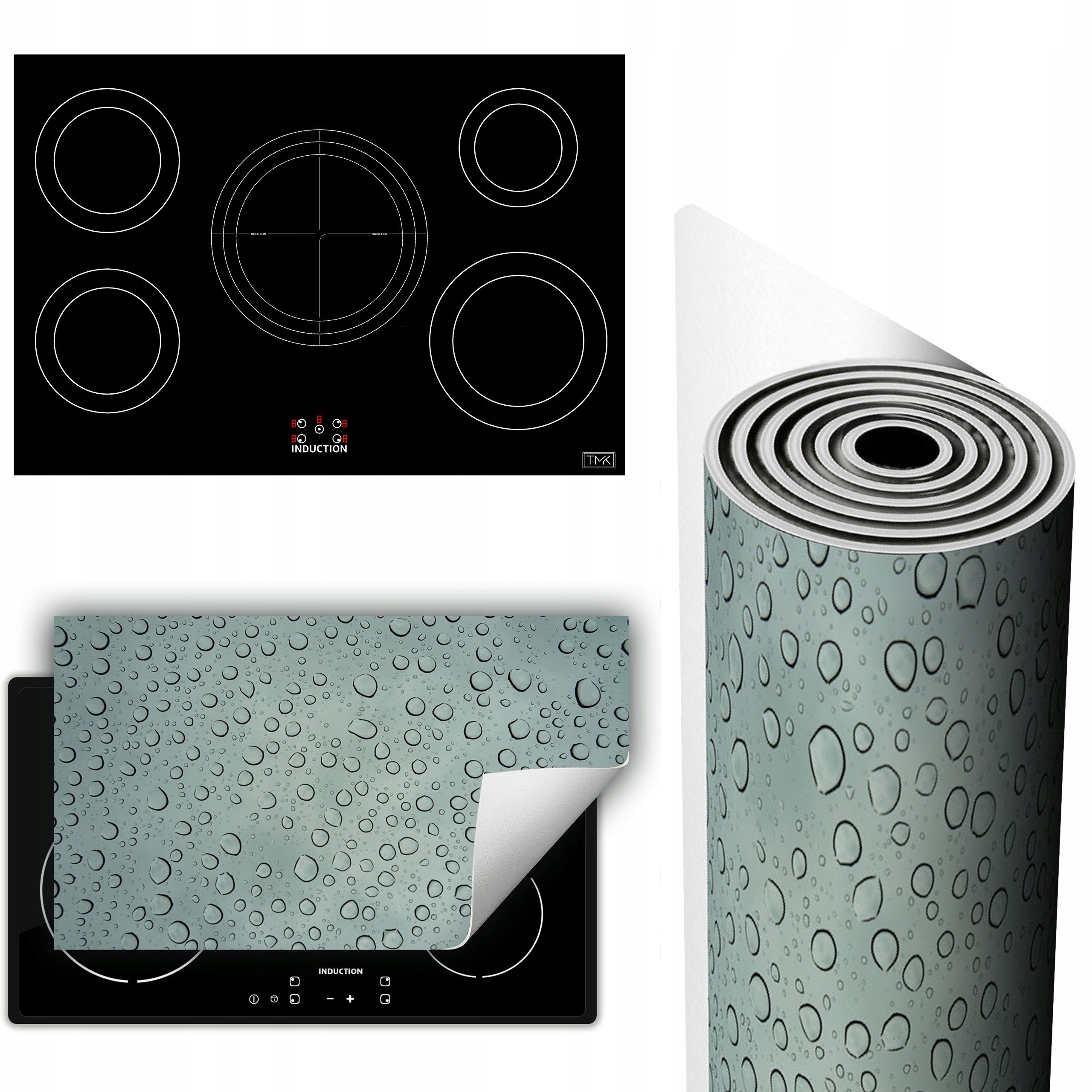 Vinylová Podložka Ochrana Kuchyňské Desky 90x52 šedá kapky