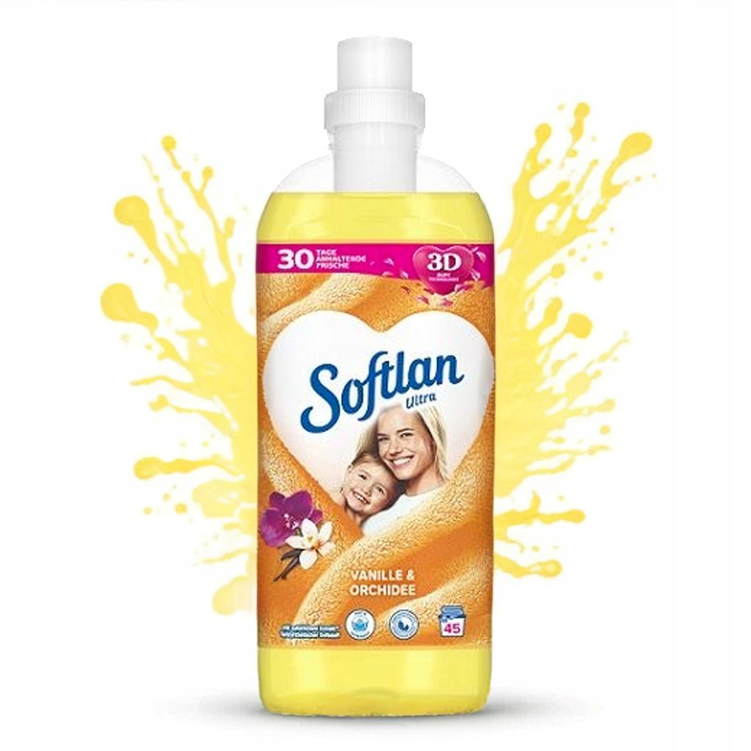 Softlan Ultra tekutá aviváž Vanilka a Orchidej, 45 praní 1L