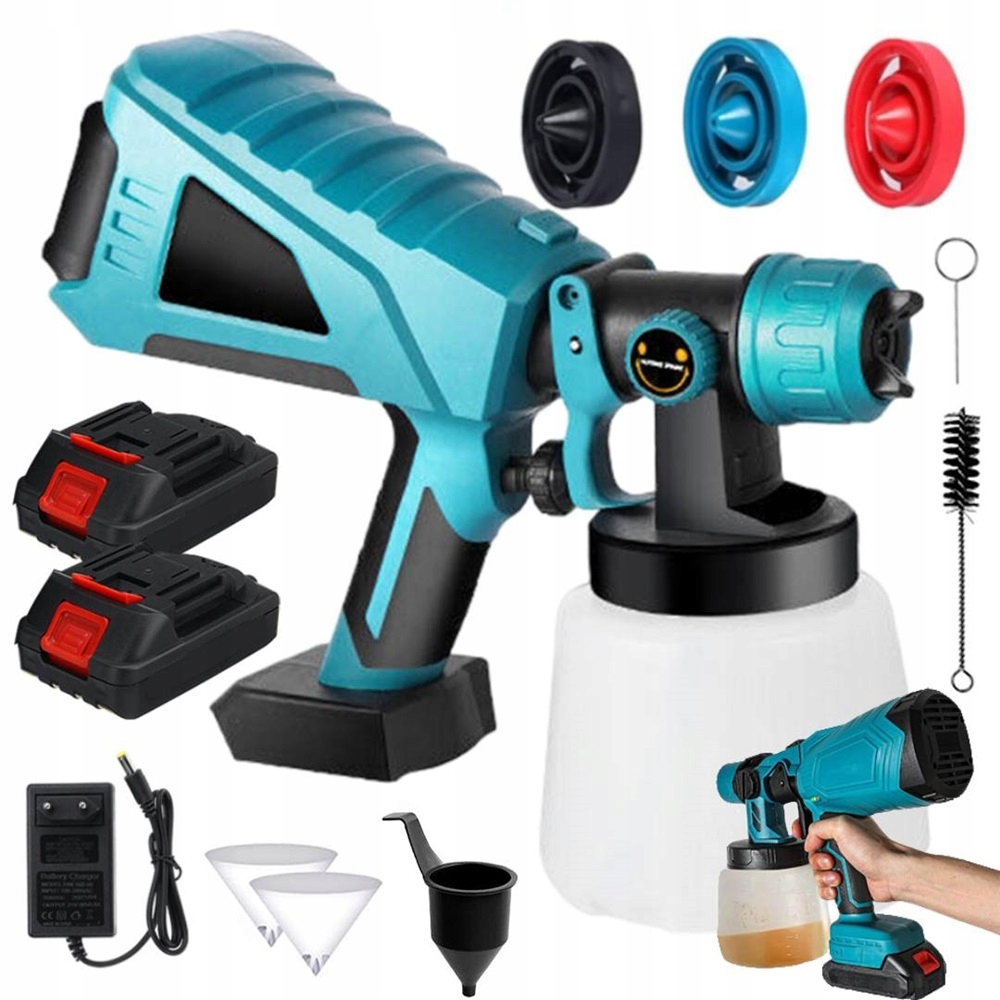 1000ML Stříkací Pistole 2 Akumulátory 18V Výkonná