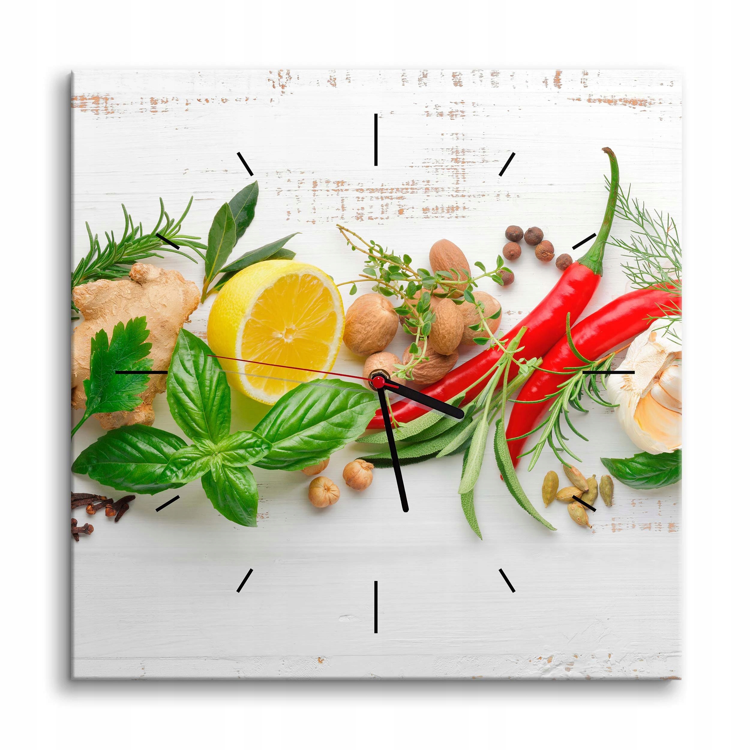 Kuchyňské nástěnné hodiny Zelenina Obraz do kuchyně Dekorace do kuchyně 40x40 cm