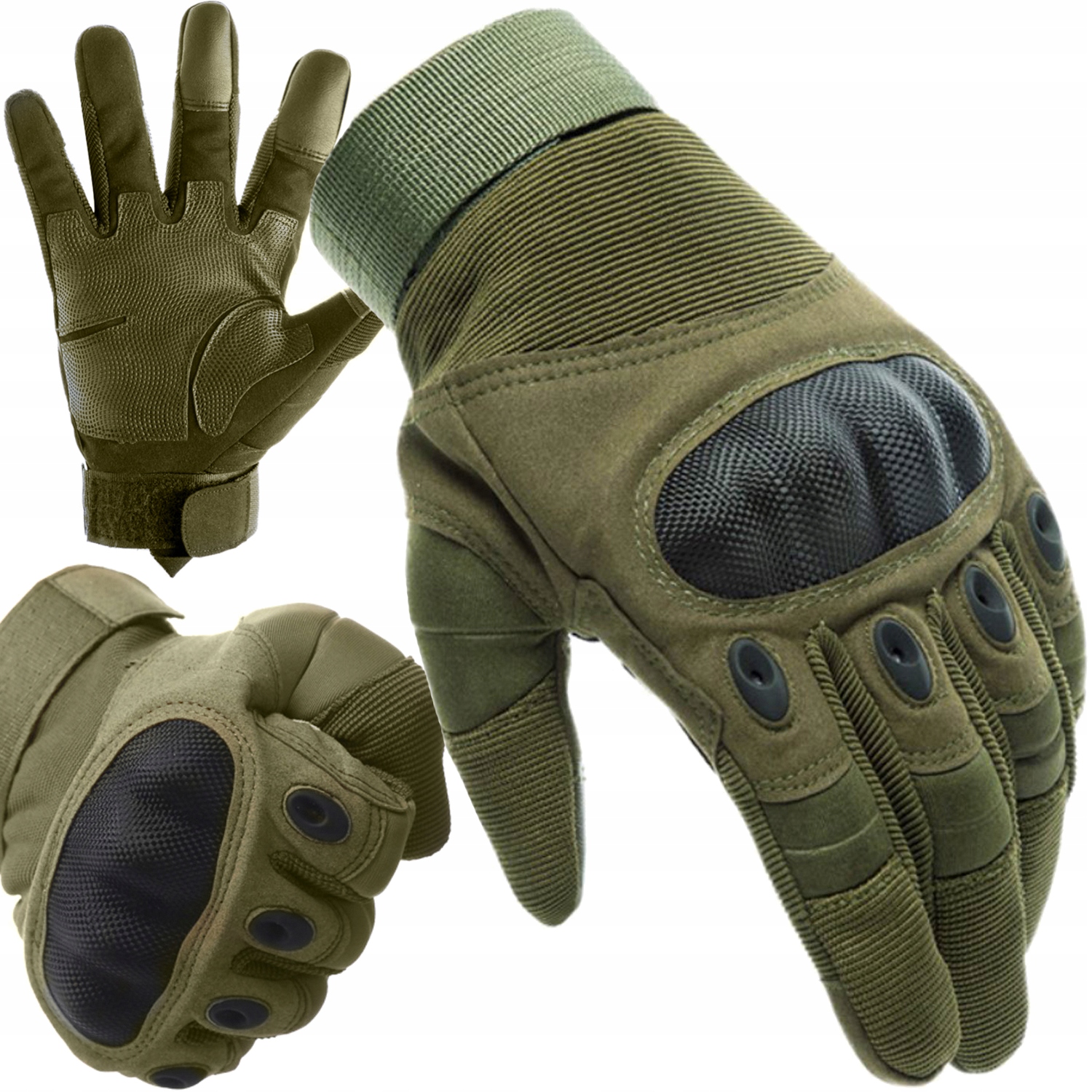 Rękawiczki Taktyczne Survivalowe Rękawice Motocyklowe Militarne Khaki XL