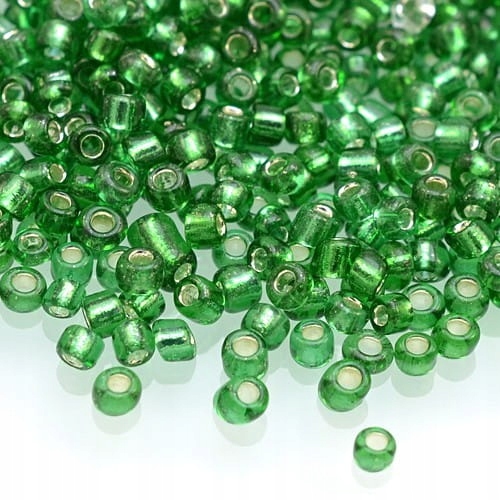 ra240 Koraliki szklane Rokail 2mm 20g lined green