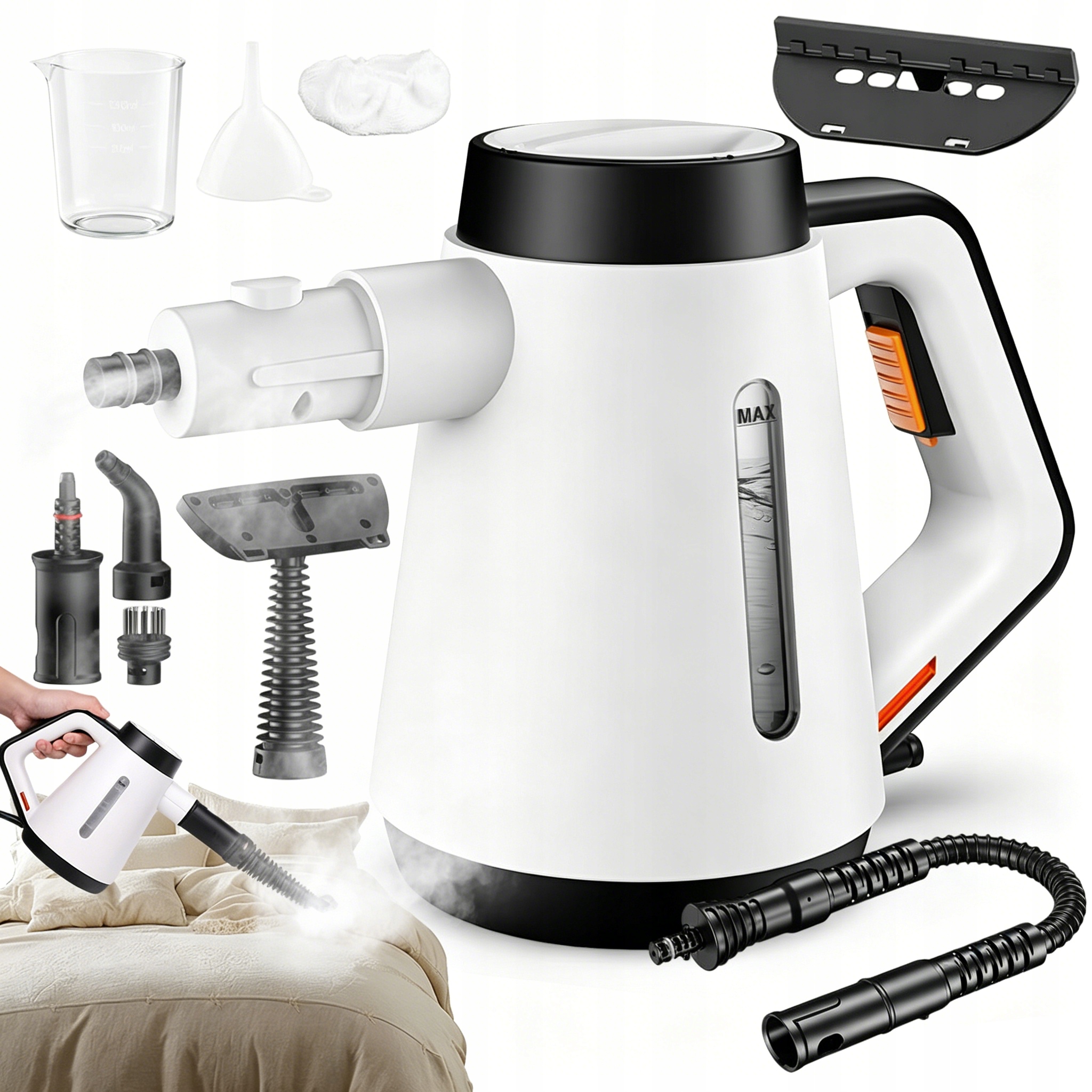 Parní Čistič Ruční Napařovač Bílý Silný 1200 W 400 ML Pro Domácnost