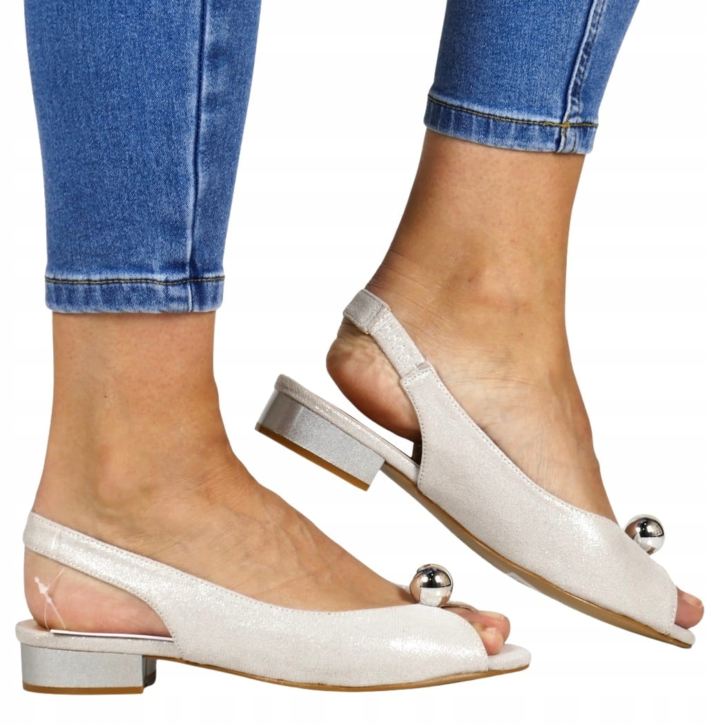 iButy Dámské Sandály S Ozdobnou Kuličkou Sokolski Stříbrné Elegantní Blesk New