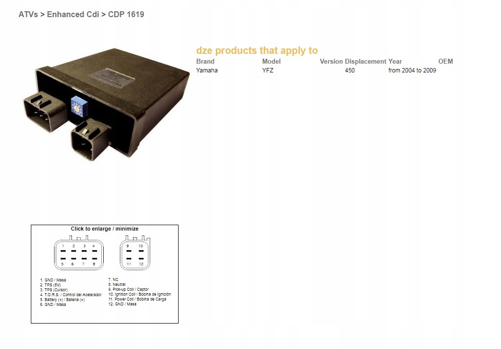Modul Zapaľovania Dze CDI Yamaha Yfz 450 '04-09 Tuning S Možnosťou Zmeny Ma