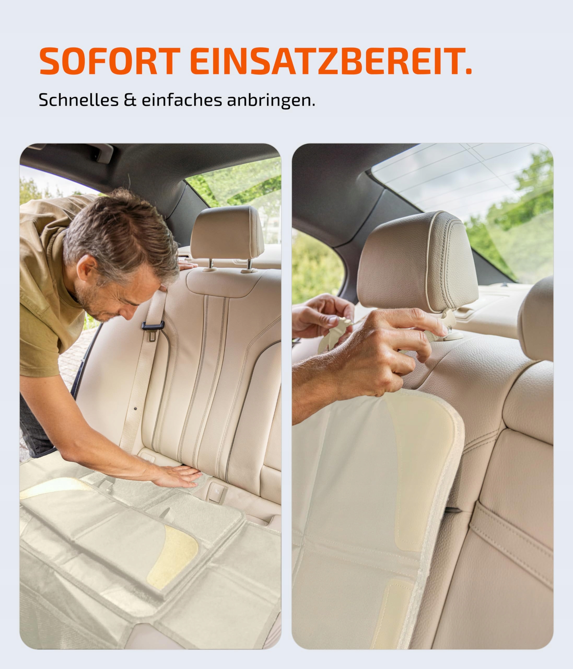 LIONSTRONG Mata Ochronna Do Fotelika Samochodowego ISOFIX Wodoodporna Beż — miniatura 4