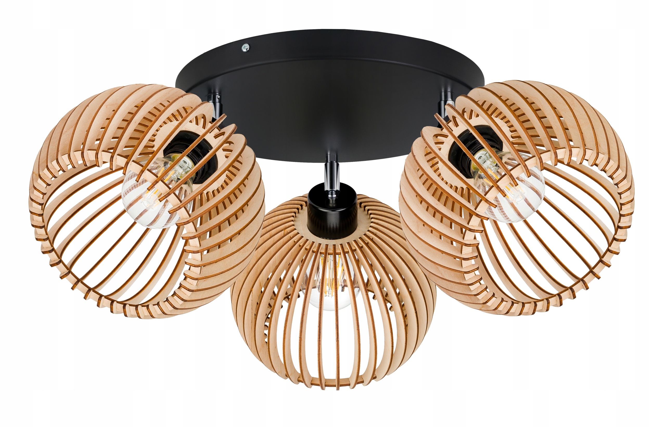 Lampa stropní svítidlo stropní pohyblivý lustr Loft stínidlo koule 36 Dřevo na 3x e27