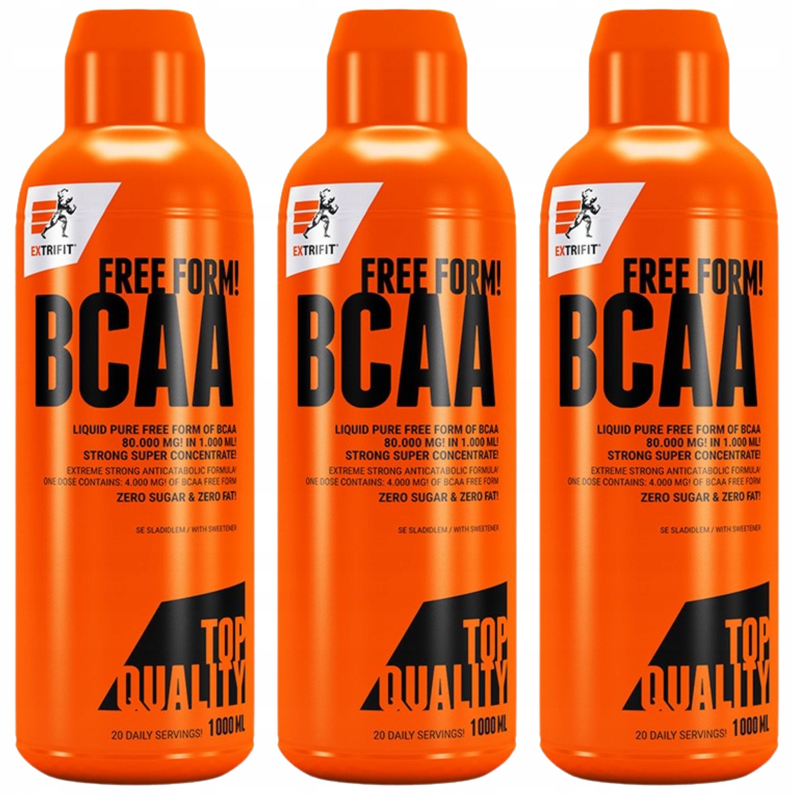 3x Bcaa 80000 mg Liquid rozvětvené aminokyseliny hmotnost 1000 ml Extrifit