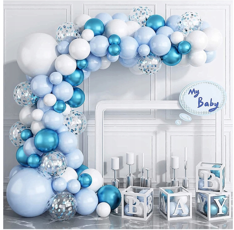 GIRLANDA BALONOWA BŁĘKITNA 130szt NA PRZYJĘCIE URODZINY CHRZEST WESELE Stan opakowania oryginalne