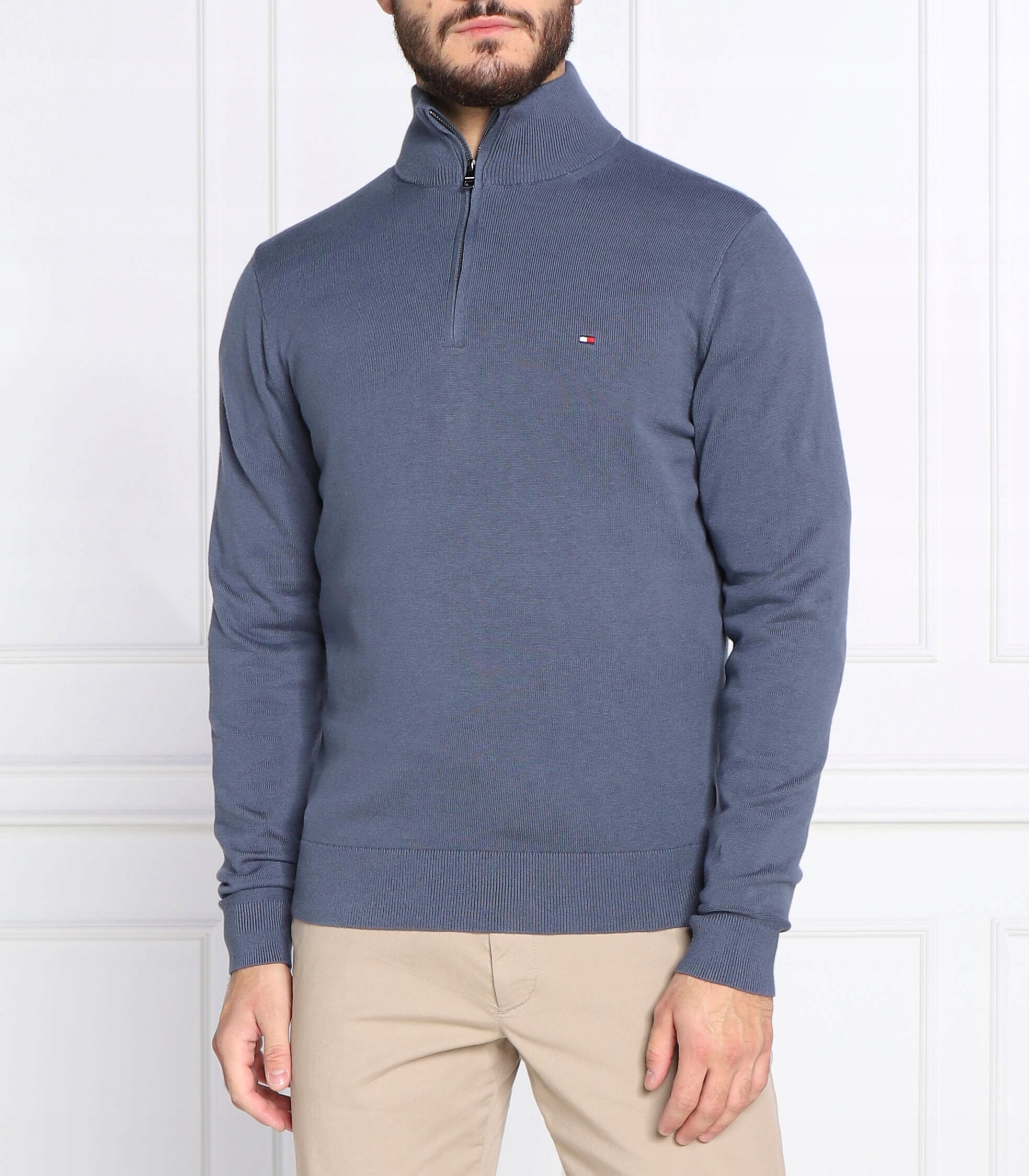 Tommy Hilfiger pánský svetr na zip, s kašmírem, indigo, Xs