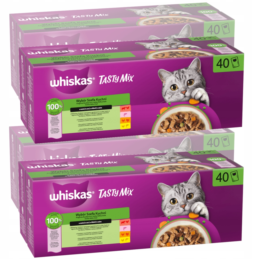 Whiskas Tasty Mix 160x85g Mokré Krmivo Pro Kočky Výběr šéfkuchaře v omáčce