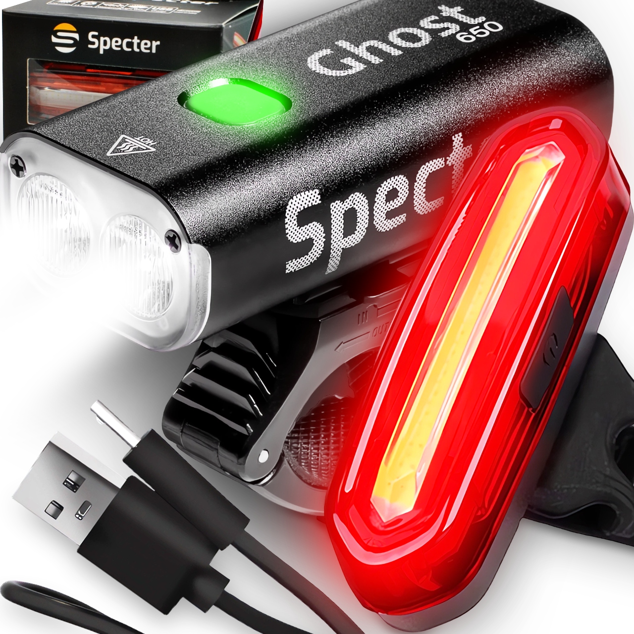 Cyklistická lampa Specter Usb Led Ghost650 osvětlení na kolo svítilna Zadní