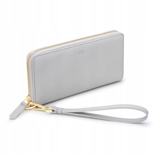 PORTFEL SKÓRZANY DAMSKI Z PASKIEM NA NADGARSTEK SZARY AUDI ASO ORYGNIAŁ