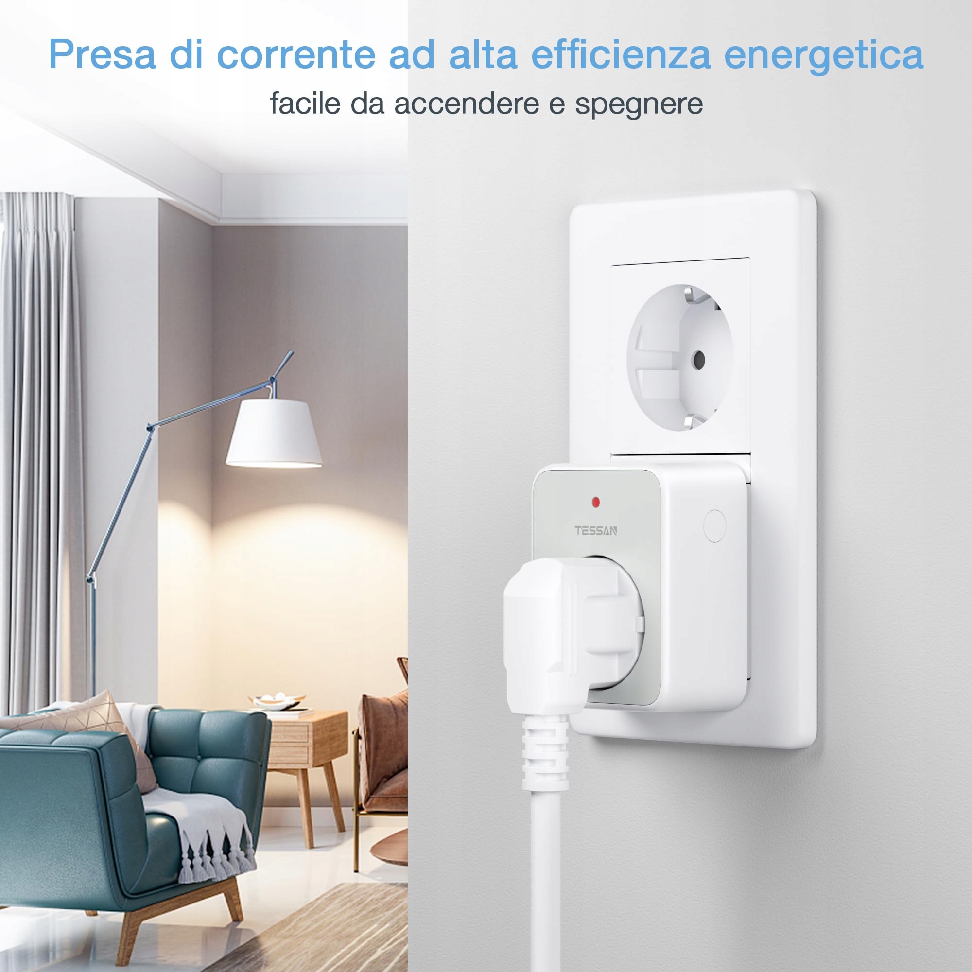 TESSAN Gniazdko Zdalne Sterowanie 30M 3600W Magnetyczne Programowalne — miniatura 5