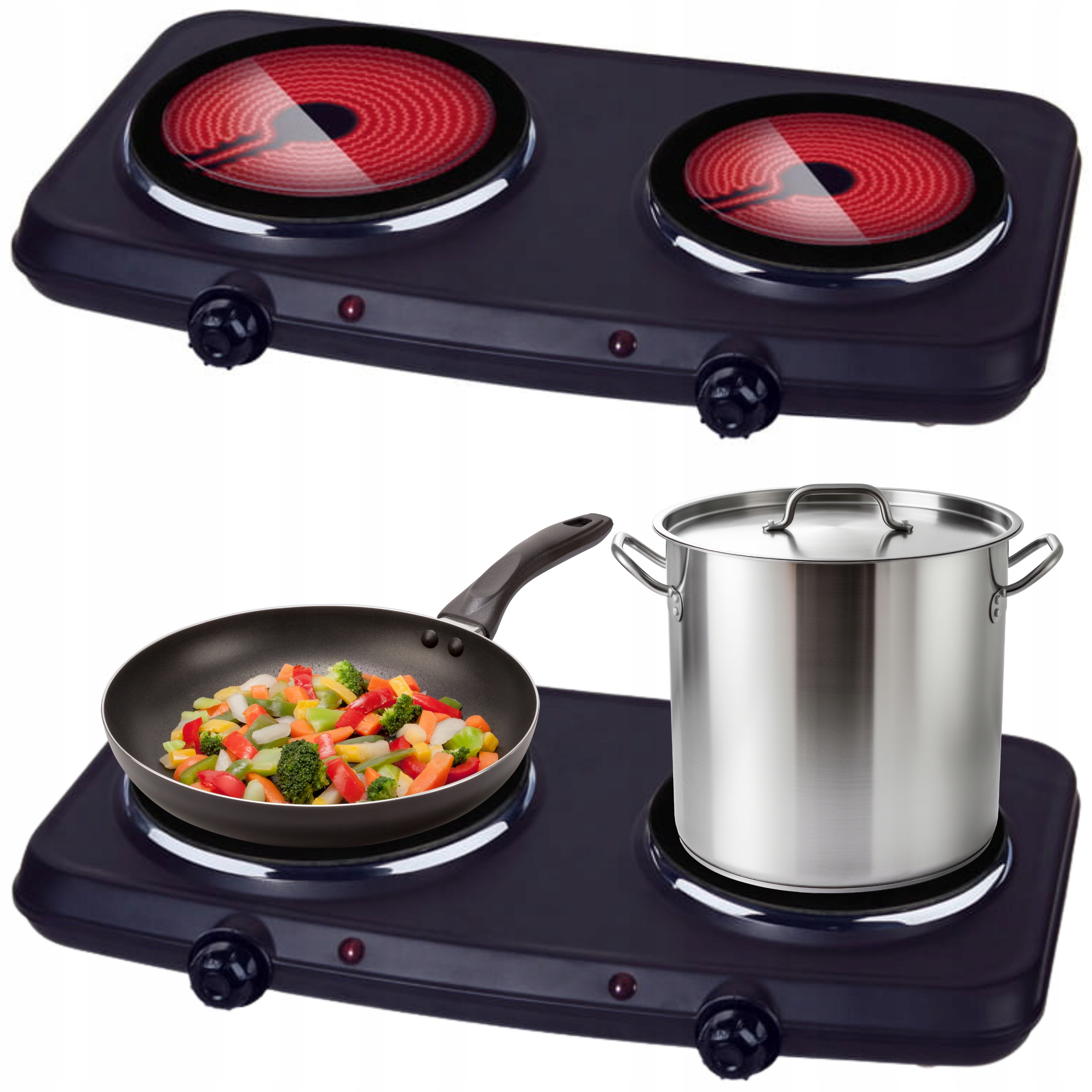 Kuchenka Elektryczna Dwupalnikowa Turystyczna Na Prąd Mocna Przenośna