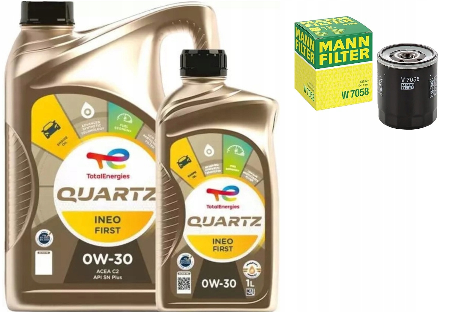 Olejový filtr Mann W7058 Olej Total 0W30 6L Psa 2.0 BlueHDi 135 150 180 Km