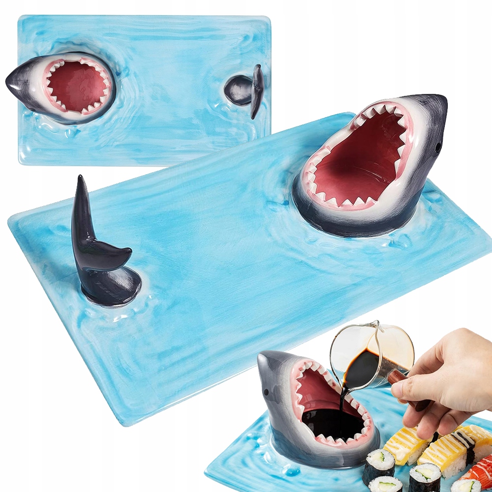 Obědový talíř na sushi s jedinečným dekorativním tvarem, keramika, 33 cm