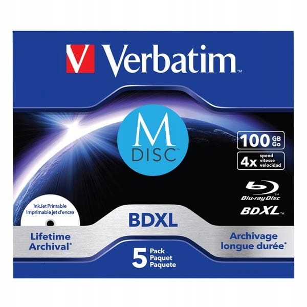 Verbatim Mdisc, doživotní archivní Bdxl, 100 Gb, šperkovnice, 43834, 4x, 5-balení