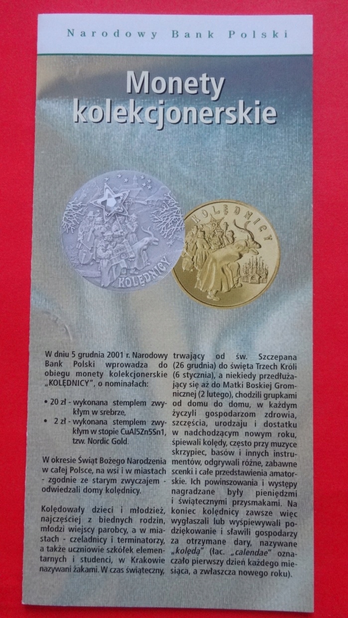 Folder 20 zł 2001 ,Kolędnicy,stan I