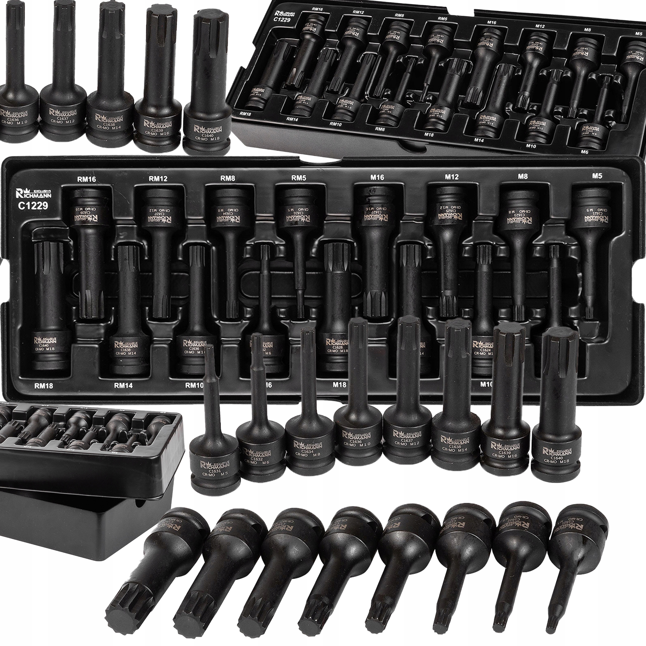 WKŁAD ZESTAW NASADKI udarowe 16 SZT. M5-M18 1/2'